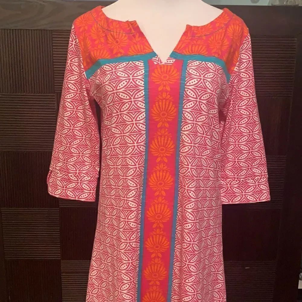 Hatley multicolor 3/4 sleeve cotton shift dress